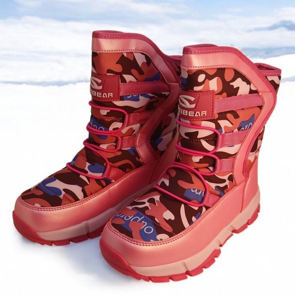 HobiBear Women's New w/Box Pink Camo Lined Winter Boots - Size 6